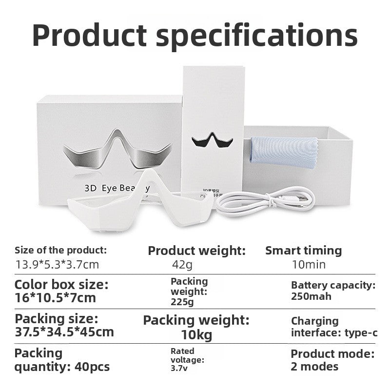 Portable Rechargeable Eye Massager with Red Light